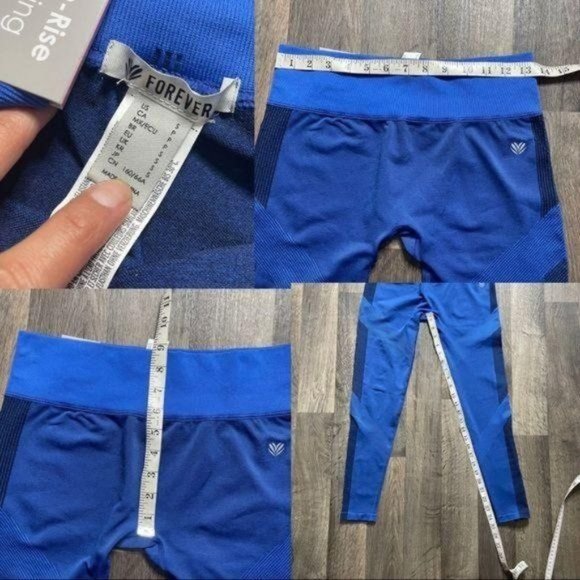 Forever 21 Royal Blue Yoga Pants Seamless Work out Leggings size S, M - Picture 8 of 9
